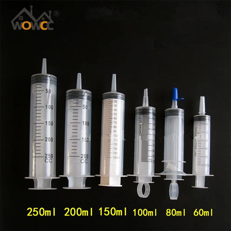 

WOWCC 1pc 60ml 100ml 150ml Reusable Big Large Hydroponics Plastic Nutrient Sterile Health Measuring 100ml Syringe Tools