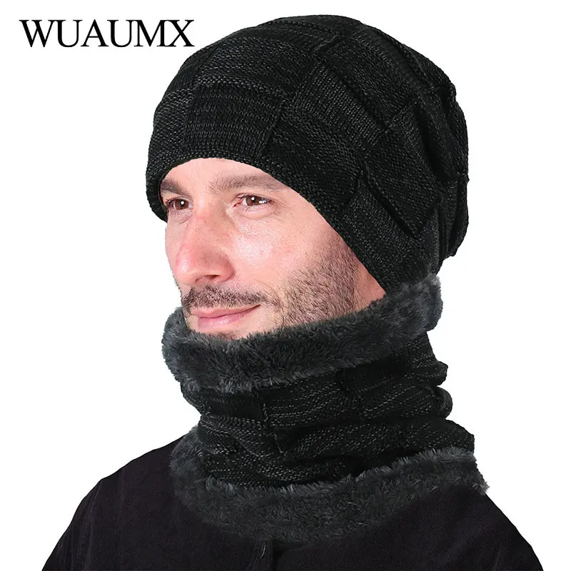 Wuaumx Новая женская шапка с бархатным мешковатым зимним ремнем теплый шарф кольцо