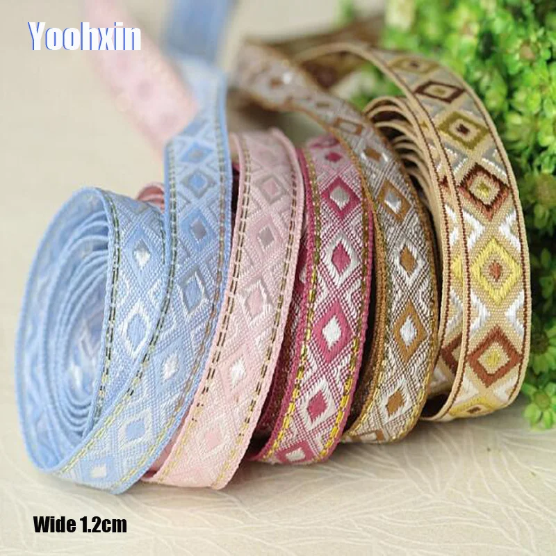 

1.2CM Wide Luxury Colorful cotton Embroidery Lace Fabric DIY applique collar trim ribbon cord Sewing guipure wedding dress decor