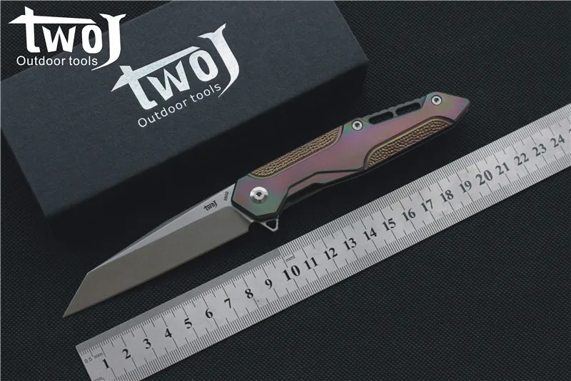 TwoJ 3502 folding S35VN stonewashed blade ball bearing washer TC4