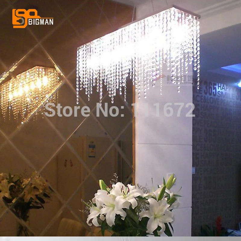 

Free shipping Modern Linear crystal light lustre Dining Room Crystal Chandelier