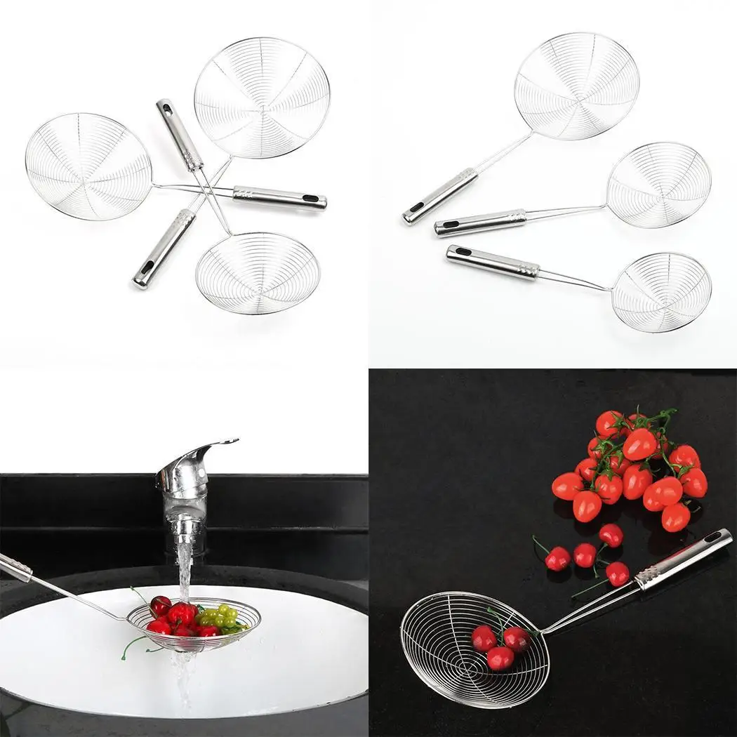 

1pcs Kitchen Tools Silicone Handle Oil Pot Strainer Ladle Skimmer Oval Fine Mesh Stainless Steel for Food Kitchen accessories