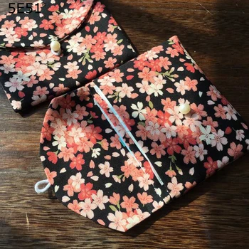

Japanese style Drawstring bag buggy bag cotton 100%/sakura printed 13*14cm/Many uses