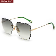Peekaboo, женские солнцезащитные очки без оправы, женские,, модные, стильные, коричневые, зеленые, большие, квадратные, солнцезащитные очки для женщин, аксессуары, uv400