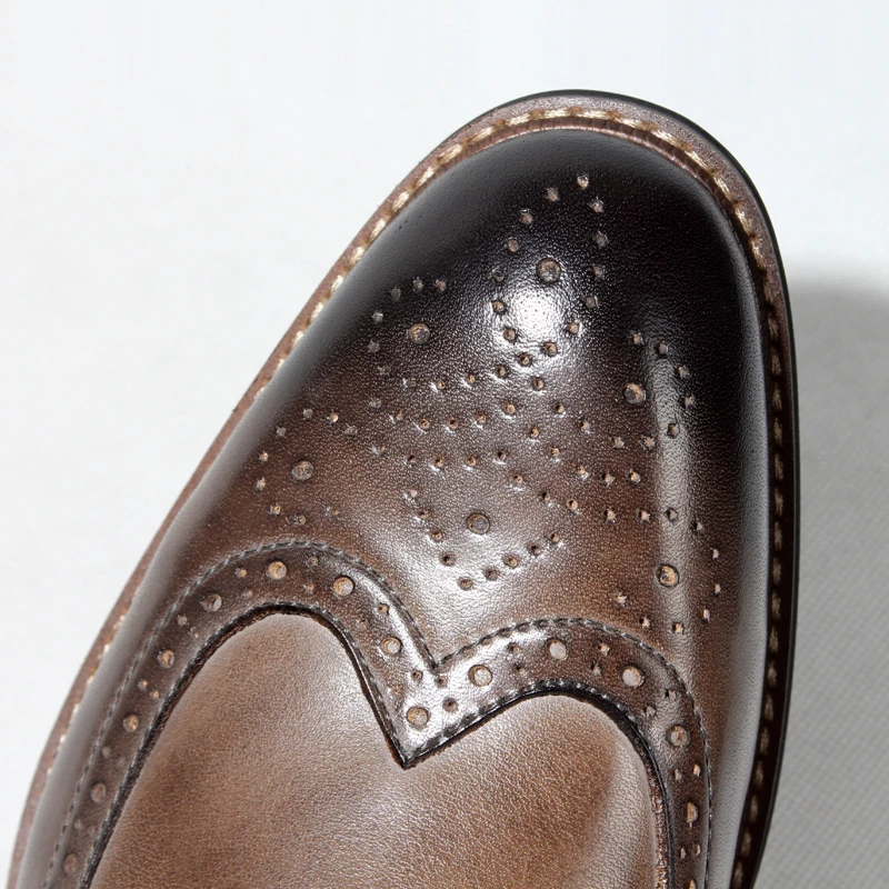 Высококачественные Мужские броги ручной работы для отдыха; мужская обувь на плоской подошве; деловая обувь с резным кружевом