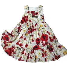 Fille Gilet Robes 100% Coton Princesse Costume Marque Enfants Robe Bandeau Filles Vêtements Imprimé floral Enfants Robe D’été 9009