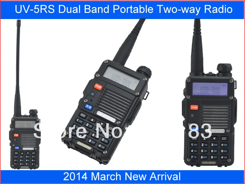 

2014 New!Baofeng UV-5RS 136-174MHz & UHF400-520MHz Dual Band 5W/1W 128CH FM 65-108MHz with Free Earphone Portable Two-way Radio