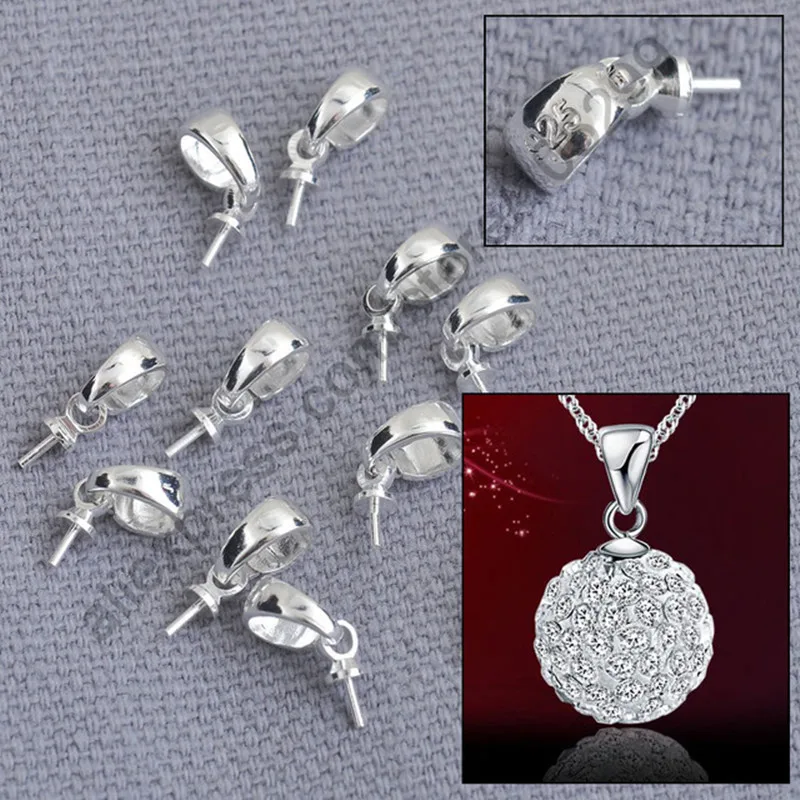 

Free Shipping 100pcs 925 Sterling Silver Jewelry Findings Cup Cap Bail Connector For Pendant Handmade Beading Jewelry