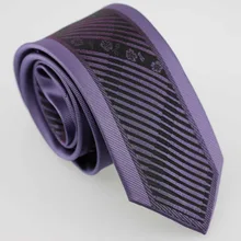 YIBEI Coachella Модные мужские галстуки дизайн Тощий Фиолетовый Окаймленный галстук из микрофибры повседневная черная диагональные полосы Галстуки