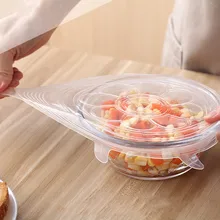 Пищевая силиконовая пленка для хранения свежих фруктов из 6 предметов, силиконовая растягивающаяся вакуумная миска, крышка может быть охлаждена