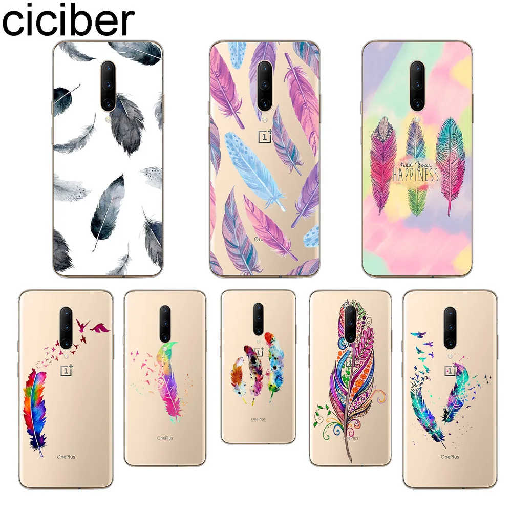 ciciber Colored Feather Phone Case For font b Oneplus b font font b 7 b font