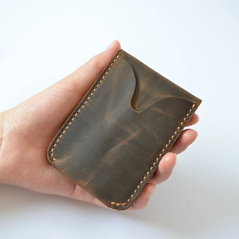 

Crazy Horse Leather Driver License Cover Retro Card Holder Wallet Business Bank Credit Card Case Genuine Leather Slim Purse
