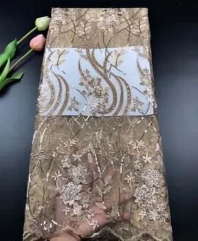 

Best Selling Nigerian lace Fabrics African French Tulle Lace Fabric 2019 High Quality African Lace Fabric With Sequines