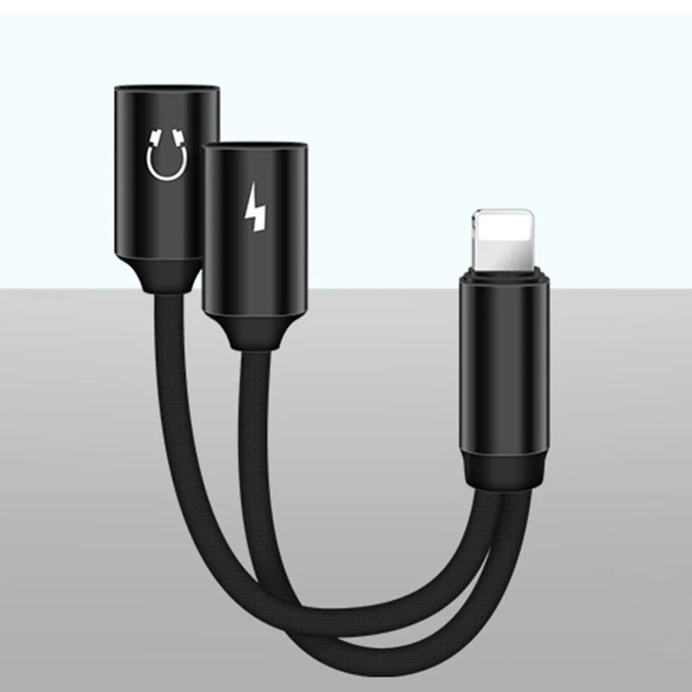 2 dans 1 Audio Charge Double Éclairage Adaptateur Pour iPhone 7 8 Plus