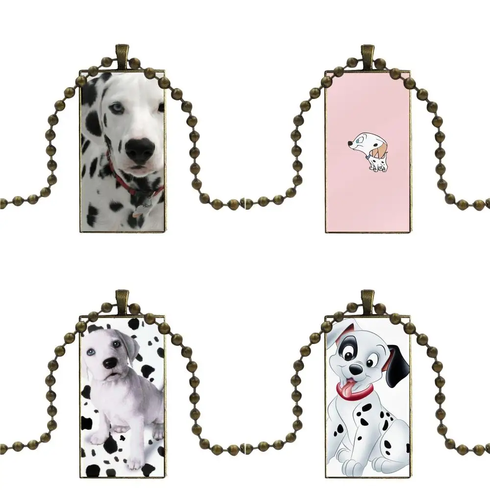 Design Fashion Vintage Glass Women Rectangle Necklace Pendants For Woman Statement Kawaii Dalmatian Puppies Dog | Украшения и