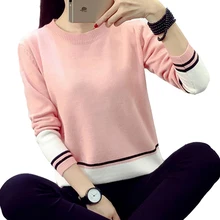 2016 New Hot Women’s Small Fresh Sweater Casual Fashion Slim Bottoming Shirt Hit Color Knit sweater