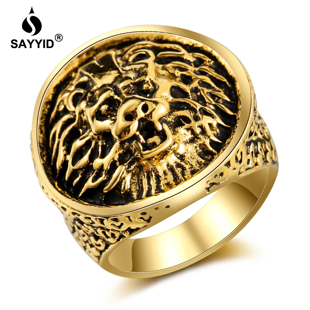 

SAYYID Jewelry Brand New Design Lion Ring for Men's Vintage Style Electroplating Ancient Gold / Ancient Silver Ring Gift Stock