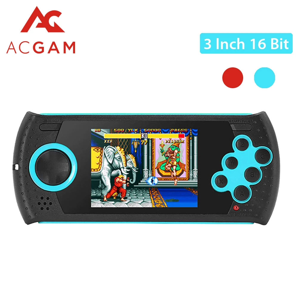 ACGAM Portable 3 inch 16 Bit Handheld Game Console Players Build in 100