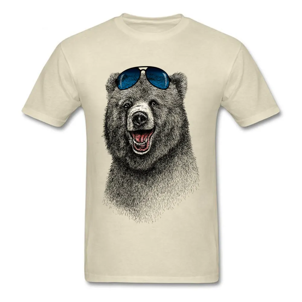 The Happiest Bear Crew Neck T Shirt Summer Tops & Tees Short Sleeve Dominant Cotton Fabric Summer Tees Camisa Man The Happiest Bear beige