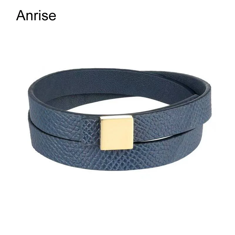 

Gorgeous Double Tour Calfskin Leather Bracelet Swift Genuine Leather with Gold Clasp Charm Elegant Leather Bracelet for Women