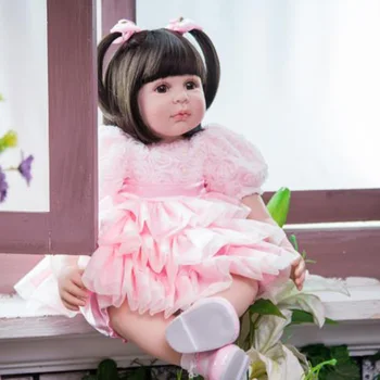 

Boutique 60cm Silicone Reborn Baby Doll kids Playmate Gift For Girls 24Inch Baby Alive Soft Toys For Bouquets Doll Bebe Reborn