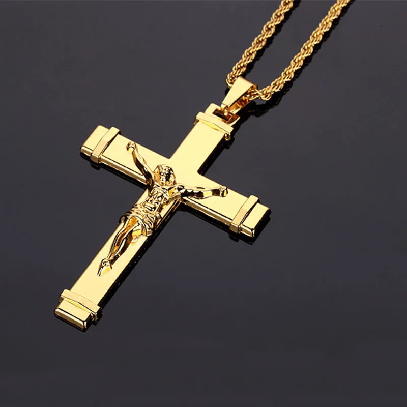 New Coming Jesus Cross Pendant Twisted Singapore Chain Cross Charm