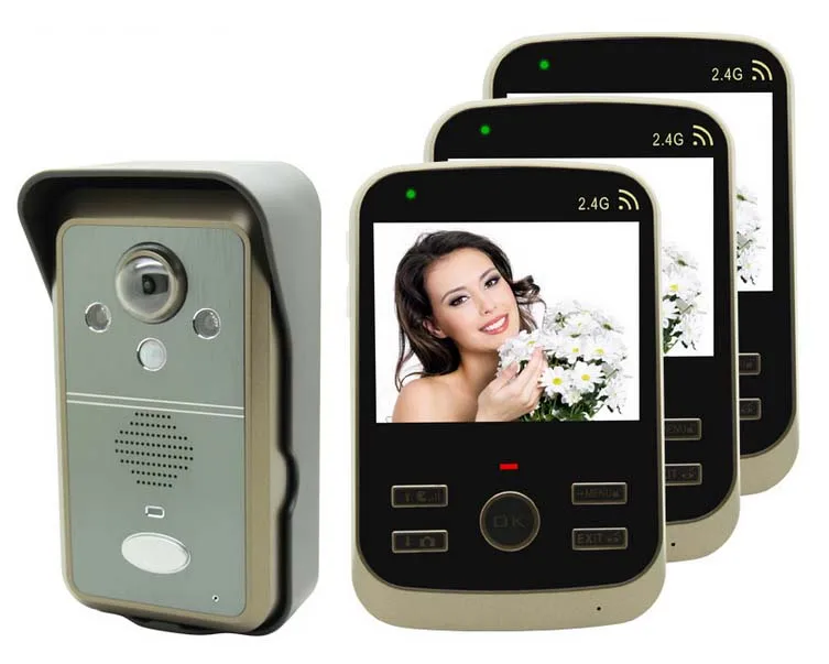 

Home Security Interco 3.5" Wireless Intercom System Video Door Phone Motion Sensor&Taking Photos Function 1Camera+3Monitors