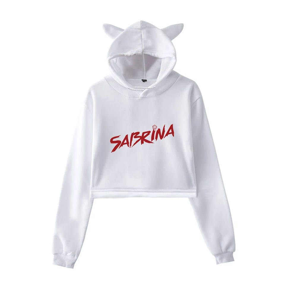 Женский короткий кошачий Топ sabrina толстовка с капюшоном 2D и модным принтом на
