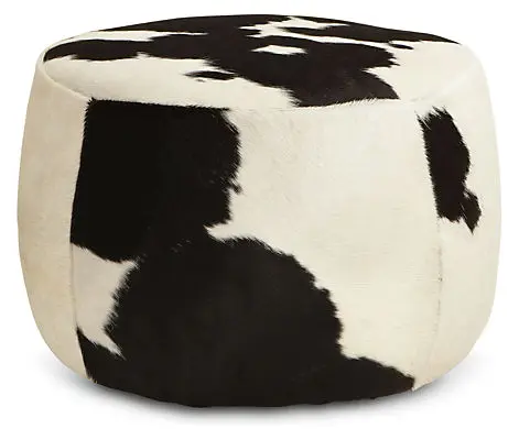 

Black & White Buff/Brown Cowhide Round Ottomans