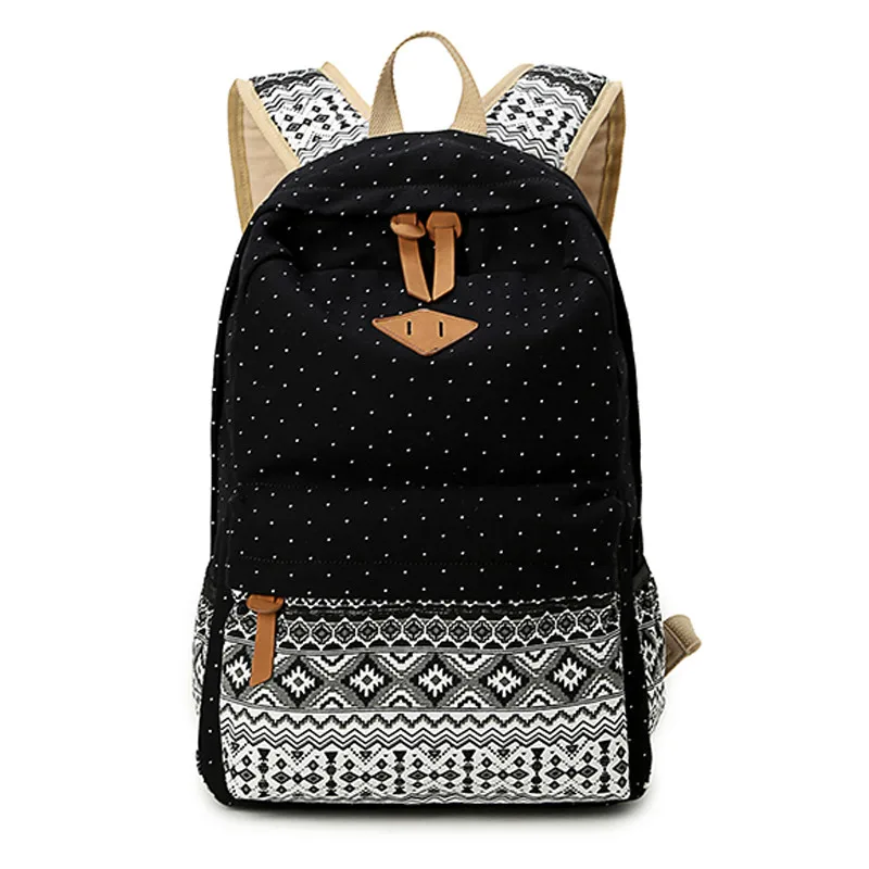 Korean Canvas Printing Backpack Women School Bags for Teenage Girls Cute Bookbags Vintage Laptop Backpacks Female