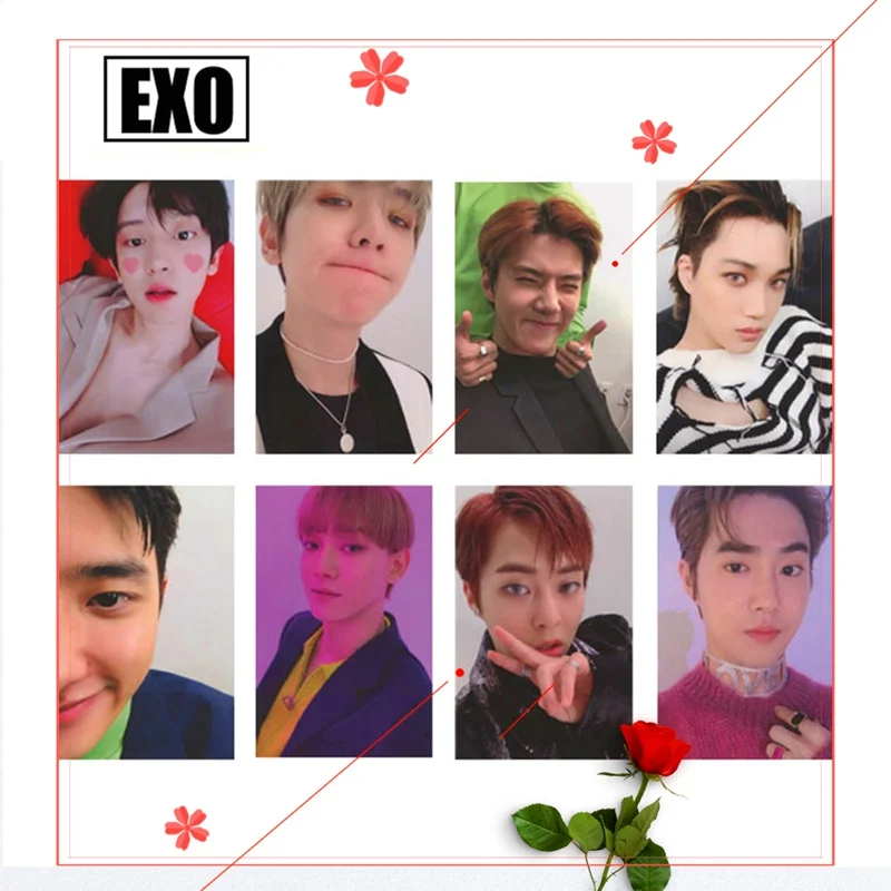 21 hkgdh Elegante KPOP EXO 5th Album Love Shot e Nuovo Album Non mandare in Tilt My Tempo Photo Crystal Card Sticker Support Lomo Cards Stickers Set Gift None EXO-2 