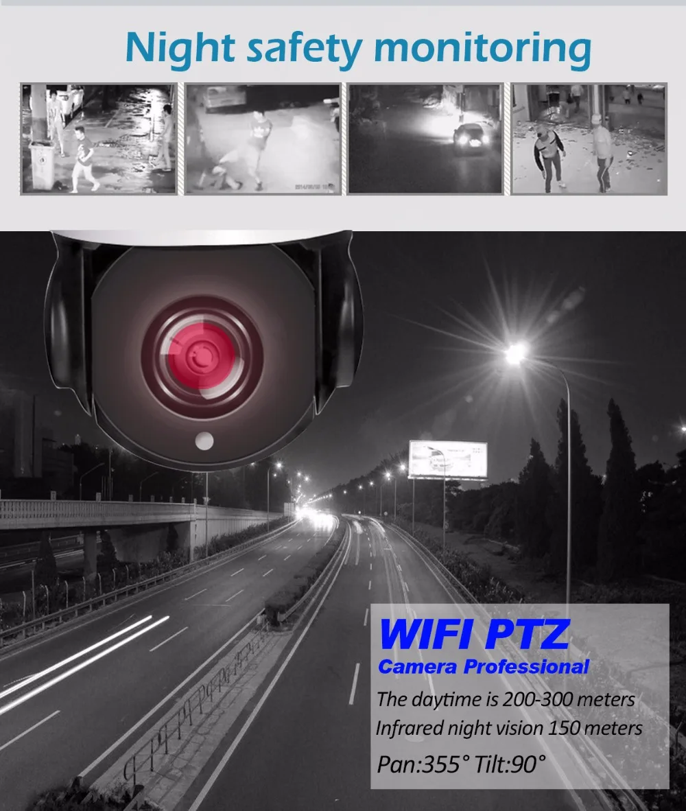 22X зум PTZ ip-камера безопасности 1080P HD беспроводная Wifi камера Открытый водонепроницаемый ИК детектор движения 150 м Onvif CCTV Cam