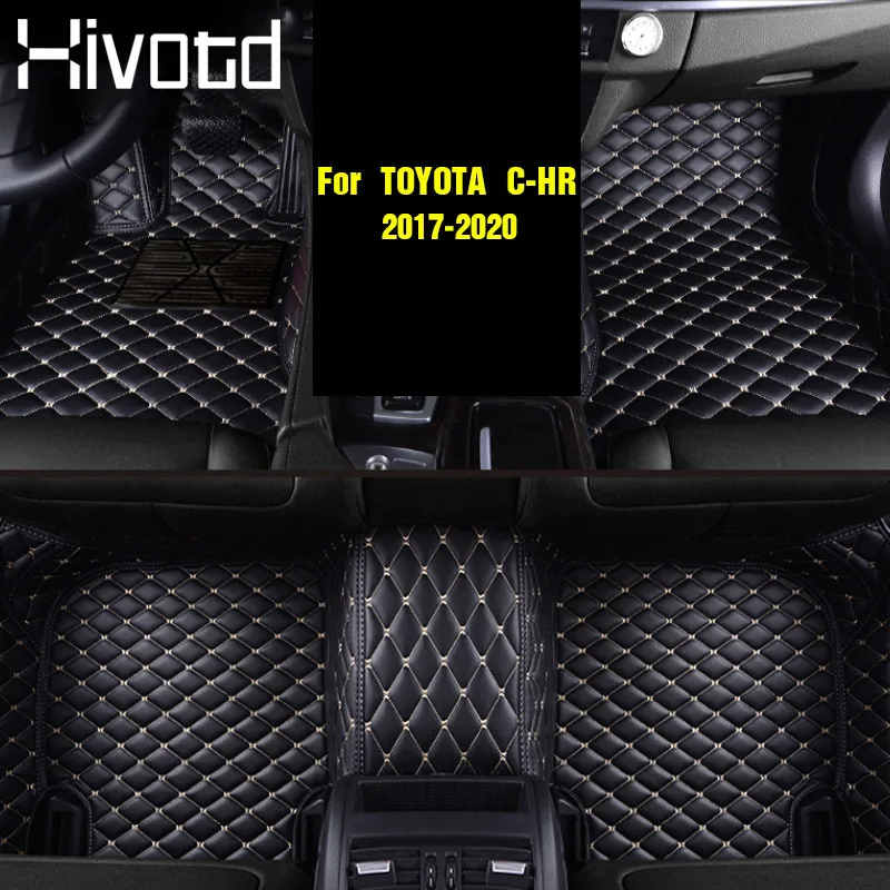 Hivotd для Toyota C-HR CHR кожаные аксессуары в виде ковриков интерьерные ковры напольные коврики водонепроницаемые автомобильные коврики - Название цвета: Black  Floor Mat