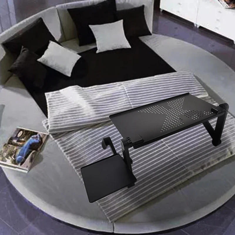 Portable Foldable Adjustable Laptop Desk Computer Table Stand Tray For Sofa Bed Black
