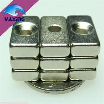 

20pcs cube magnet with hole 20x10x5 - 4mm hole Block Neodymium Rare Earth Permanent Magnet