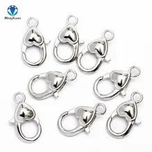 Ganchos de lagosta para fazer joia, fecho de prata antiga 2.2x1.2cm, coração para colar, pulseira, acessórios para fazer jóias com 10 peças faça você mesmo