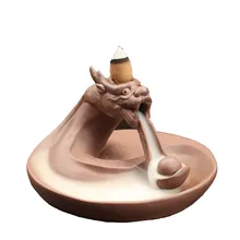 Керамический обратный поток ладан горелки творческий домашний декор дракон ладан держатель курильница с хрустальным шаром E