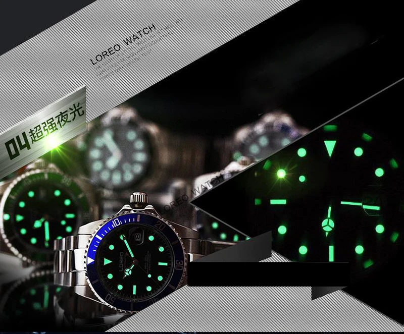LOREO сапфировые автоматические механические часы мужские серебряные из нержавеющей стали водонепроницаемые часы женские