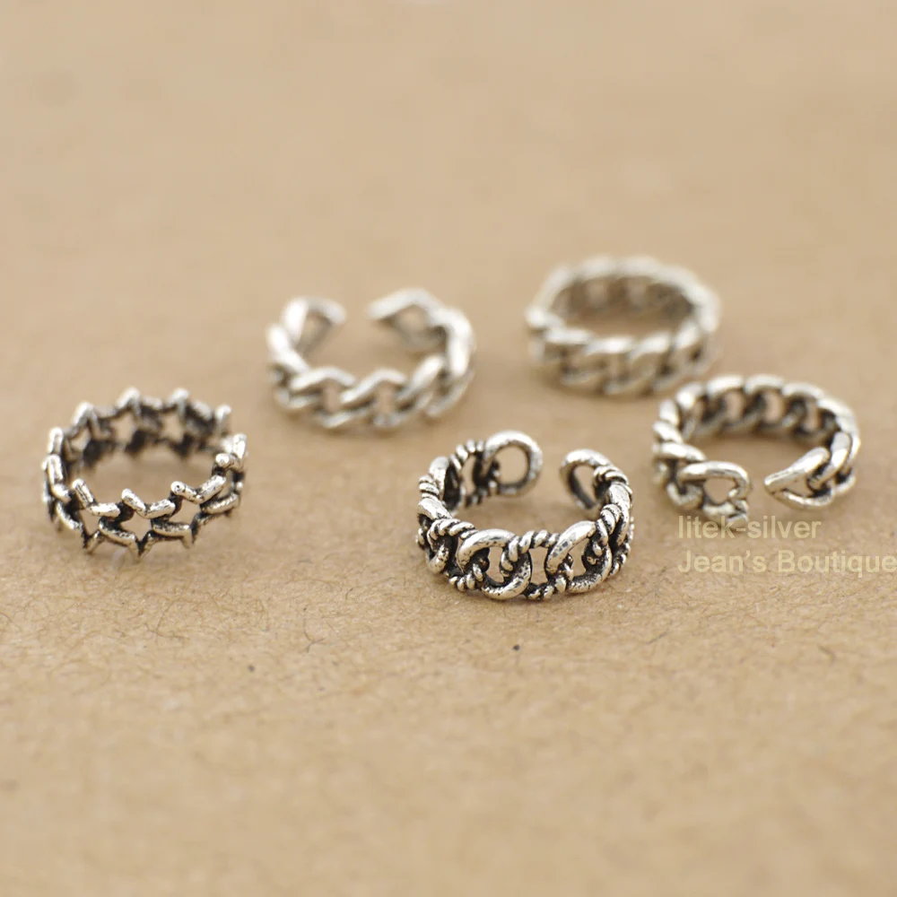

1pc 925 Solid Sterling Silver Oxidized Cuff Ear Cuff Clip Wrap Earring Jewelry A1683