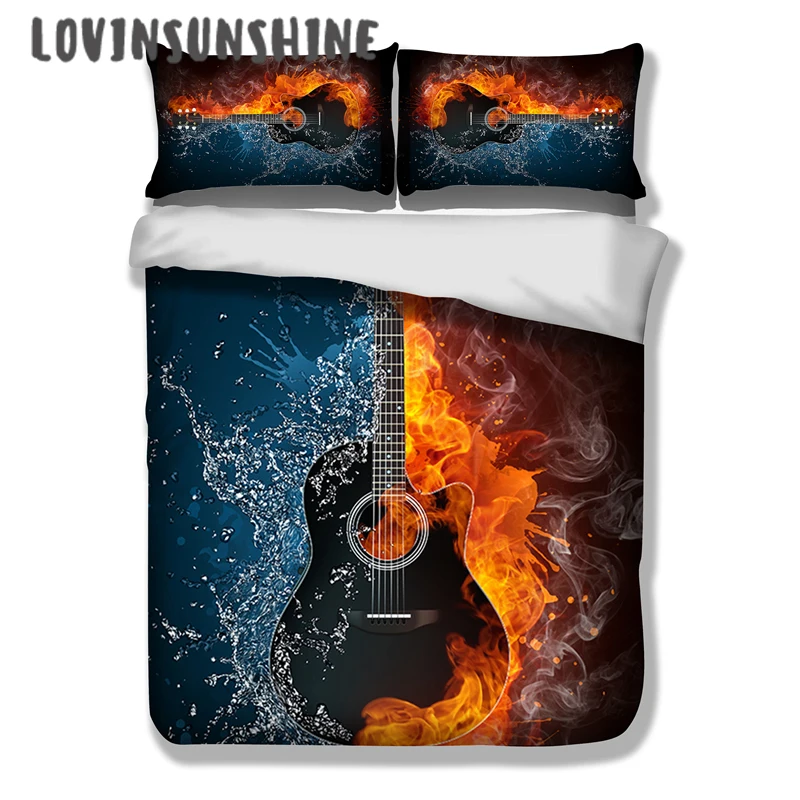 

LOVINSUNSHINE Comforter Bed Sets King Size Bedding Set Home Textile 3d Guitar Print Soft Bed Cover AB#52