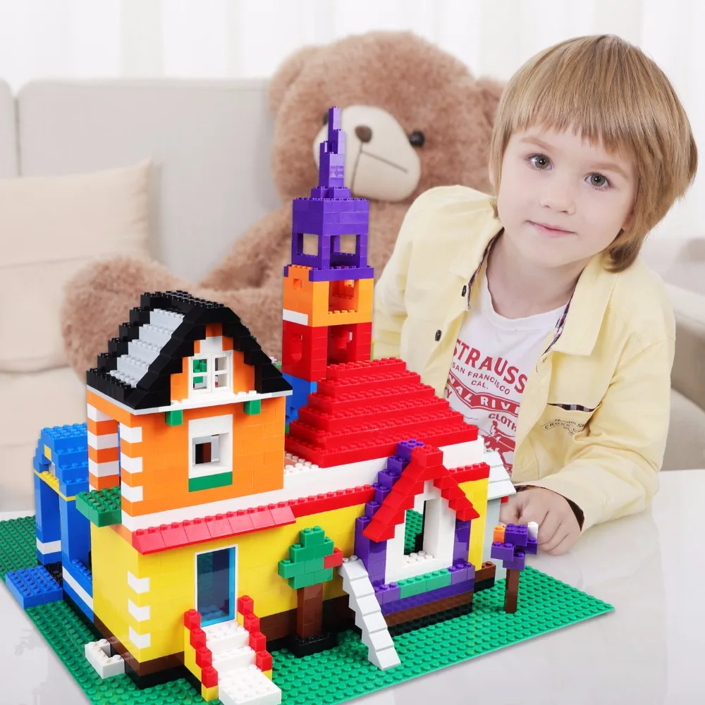 500/1000 шт строительные городские блоки, набор кирпичей, сделай сам, креативные игрушки для детей, Обучающие объемные радужные кирпичи, совместимые с большинством блоков
