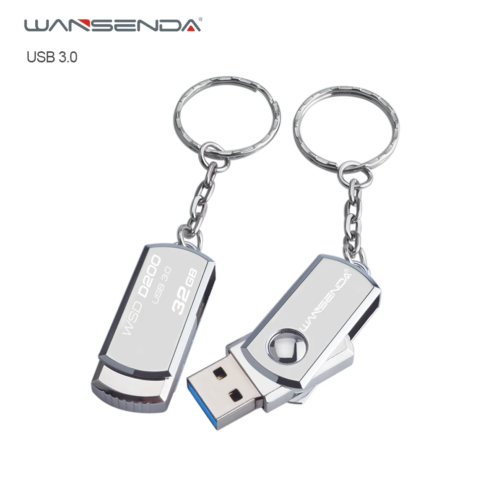 Wansenda Stainless Steel USB 3.0 Flash Drive Key Chain High Speed Pen Drive 256GB 128GB 64GB 32GB 16GB 8GB USB Stick Pendrives