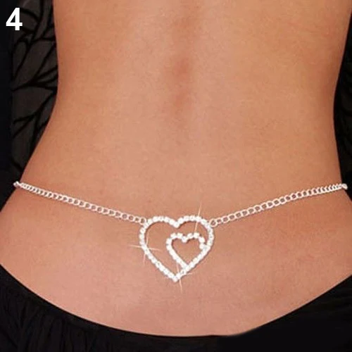 Women Sexy Rhinestone Butterfly Dance Body Belly Waist Chain Jewelry New