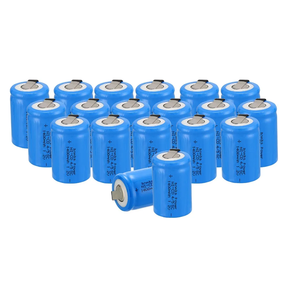 

Anmas power! high  quality 19  pcs a set Ni-Cd 36g 4/5 SubC Sub C 1.2V 1400mAh Rechargeable Battery with Tab - Blue