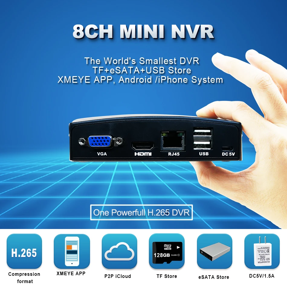 Smar сверхкомпактный сетевой видеорегистратор 4CH 8CH сетевой рекордер CCTV NVR Onvif H.264 для 720 P/960 P/1080 P ip-камера Поддержка eSATA/TF/USB