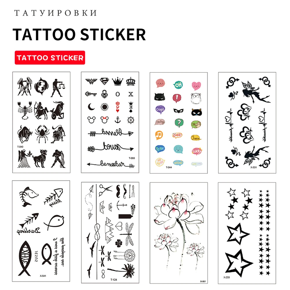 

Hot Small Black Cartoon Temporary Fake Tattoo Sticker Kids Men Tatouage Temporaire Femme Waterproof Face Stickers CW49