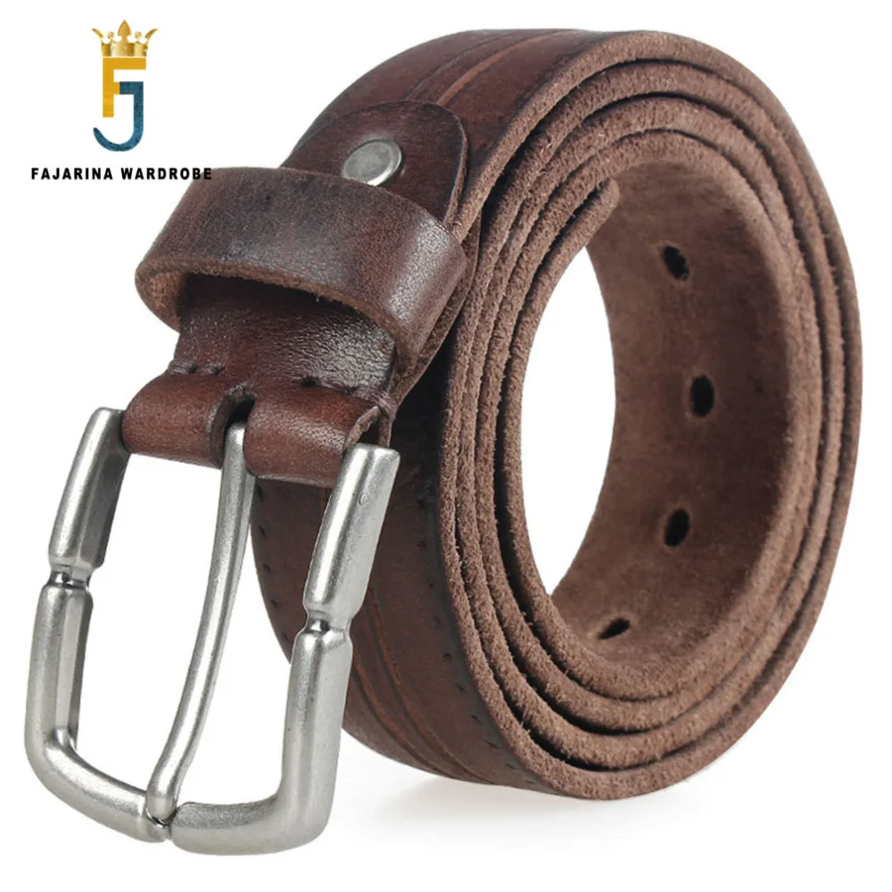 Ремень мужской из воловьей кожи в полоску с металлической пряжкой|belt for men|accessories
