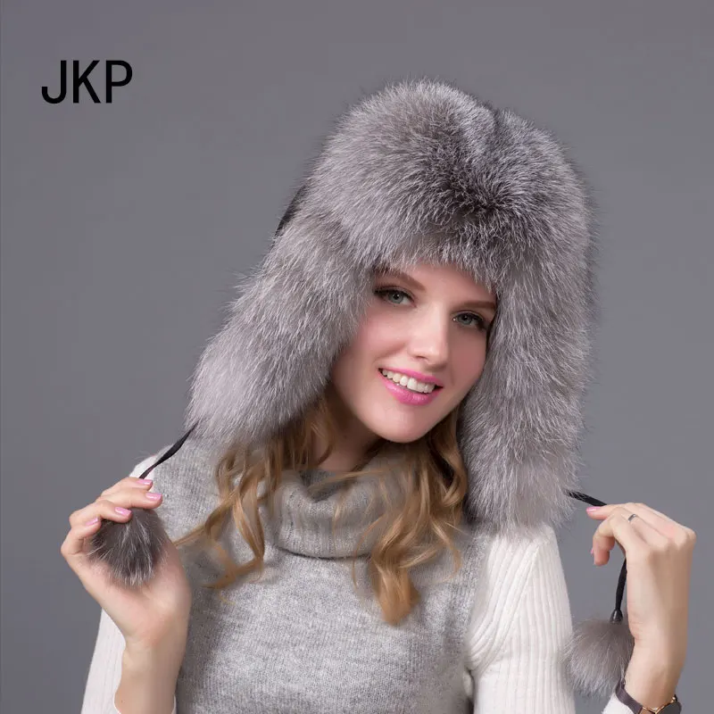 Зимняя меховая шапка из натурального меха лисы осенне-зимняя женская зимняя куртка-бомбер - Цвет: H