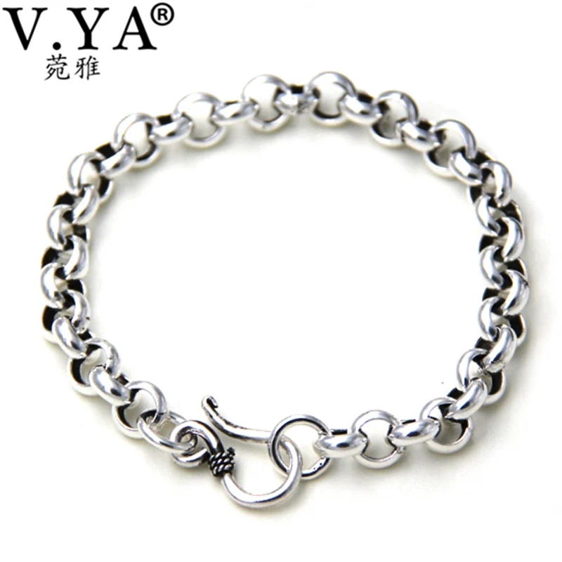 

V.YA Solid 925 Sterling Silver Bracelets Bangles For Men Jewelry Cool Male Bracelets Birthday Gifts High Quality