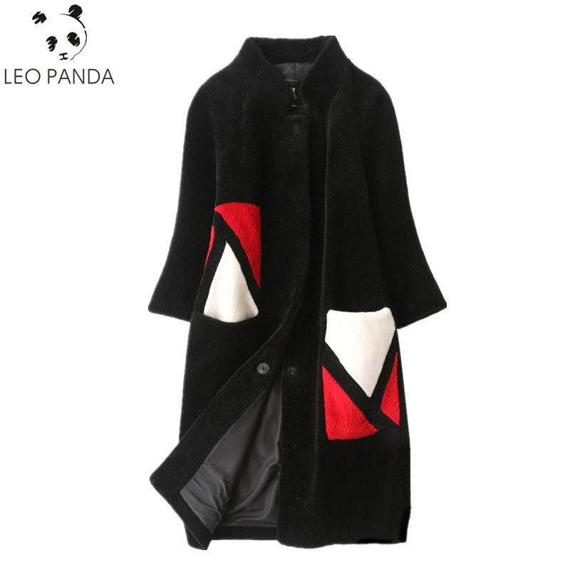 

Women's Fur Coat Winter Jacket Women 2019 Winter Natural Sheep Shearing Fur Coats Long Warm Real Wool Jackets Overcoat WHF31